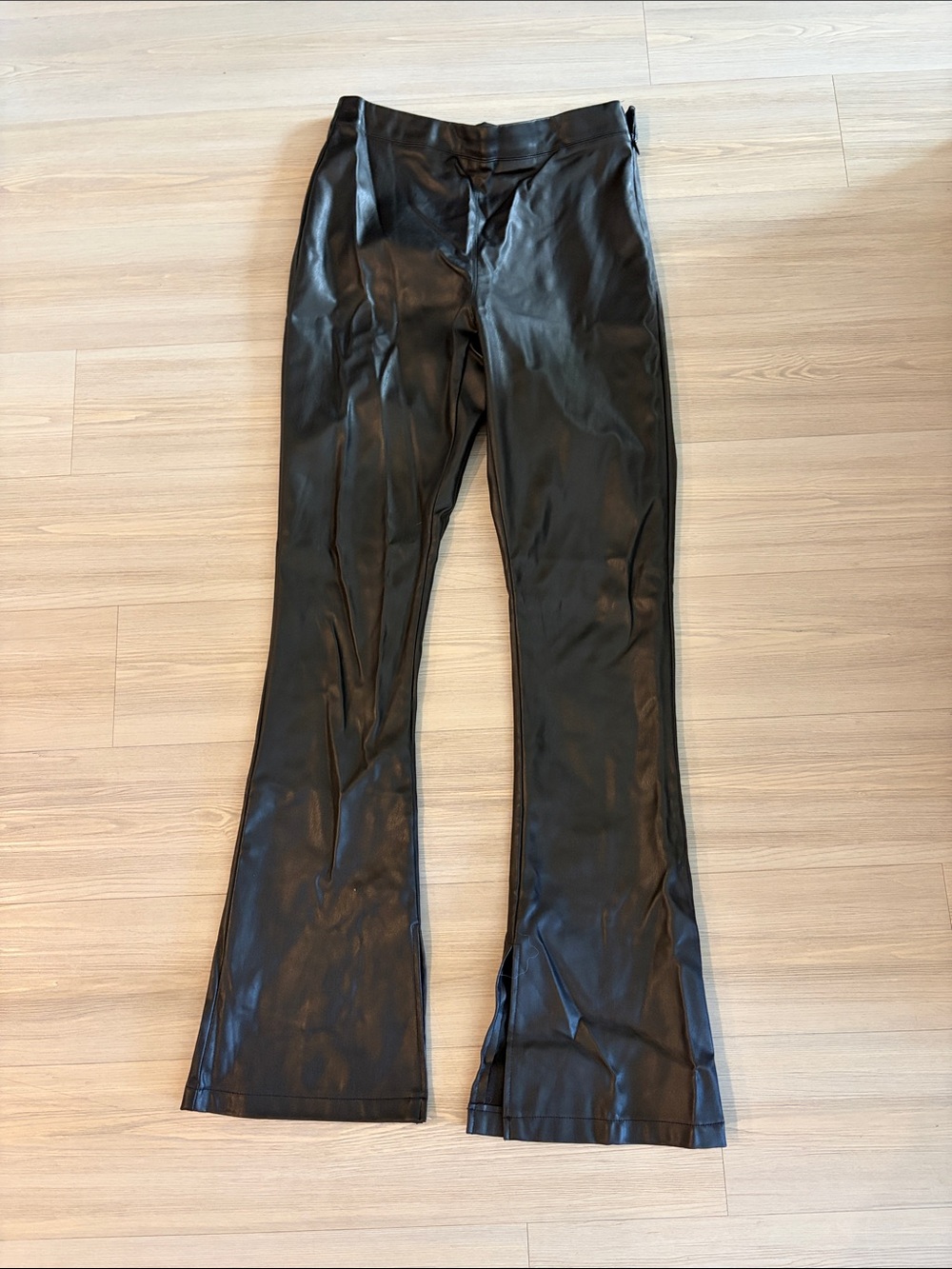 Flared leather pants